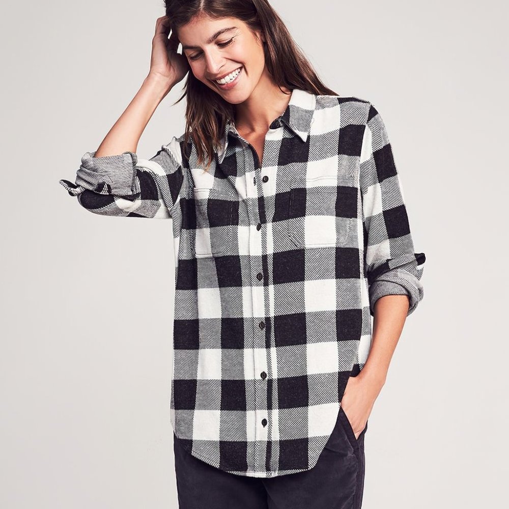 ISO Faherty Legend Sweater Shirt in Black Grey Buffalo Check